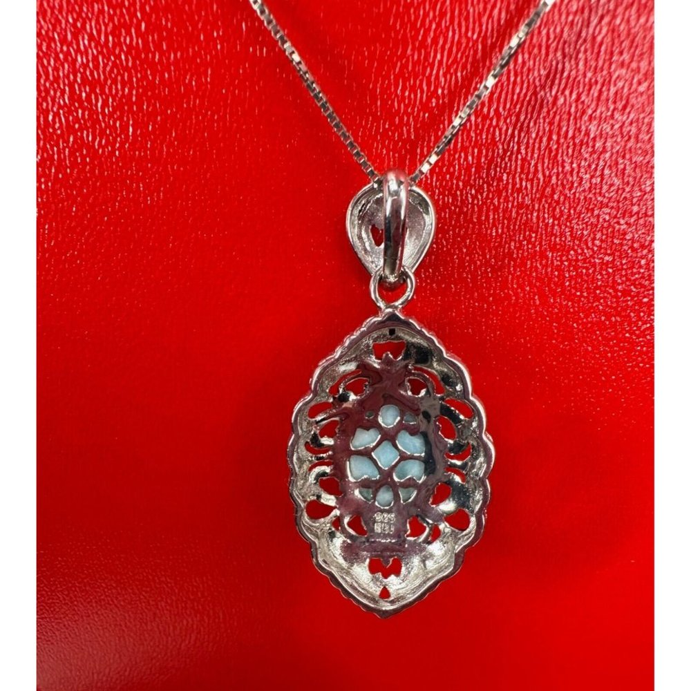 BBJ Signed Cabochan Blue Sodalite Sterling Silver Pendant Chain Necklace - Picture 5 of 11